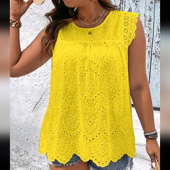 Boho Plus Size Sheer Eyelet Embroidery Lace Top Blouse Shirt White - Picture 9 of 12